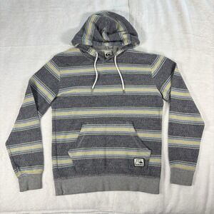 Quicksilver Men's Striped  Kangaroo Pockets Pullover Hoodie Size‎ S